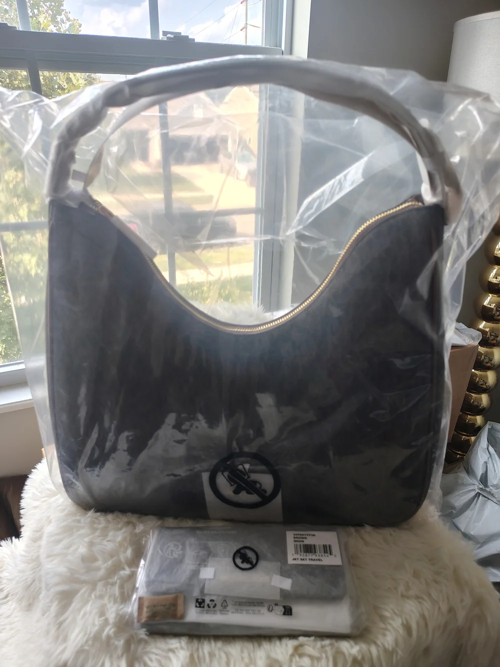 Michael Kors Nayla Brown Monogram Shlder Hobo with Wallet Set NWT